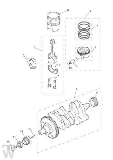 Crank Shaft Connecting Rod Piston - Tiger XR from VIN855532