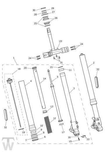 Front Suspension - Scrambler 1200 XE up to VIN AC8498