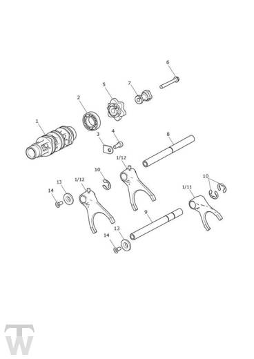 Gear Selector Drum Gear Selector Forks - Explorer XR