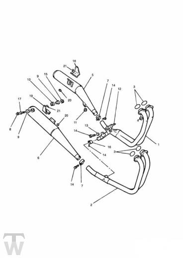 Auspuff 4Zylinder bis FIN004901 - Trophy bis Fin29155