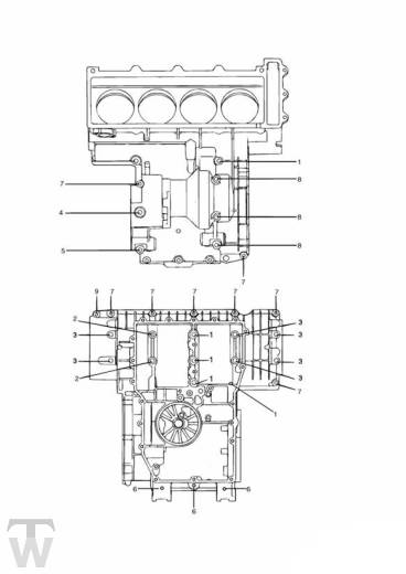 Motorgehäuse Schrauben 4Zylinder bis FIN012657 - Trophy bis Fin29155