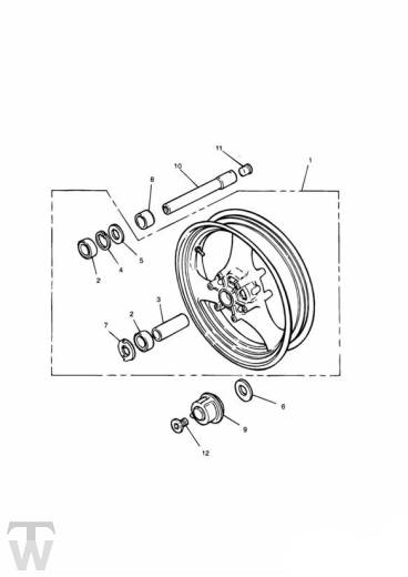 Front Wheel from VIN009083 - Trophy up to Fin29155