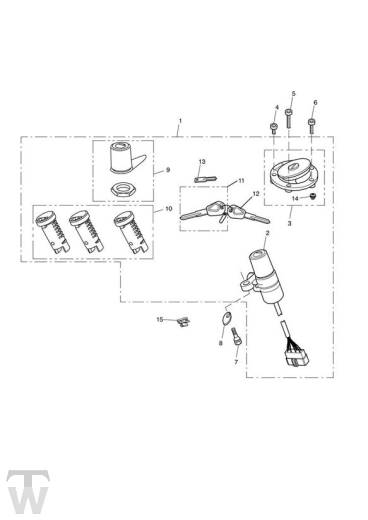 Lockset Ignition up to VIN 440388 - Sprint ST 1050