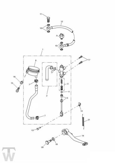 Hauptbremszylinder hinten - Tiger 955i Speiche