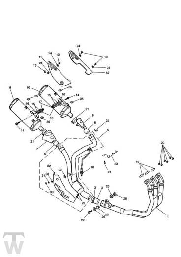 Auspuff ab FIN281466 - Speed Triple 1050 bis FIN333178