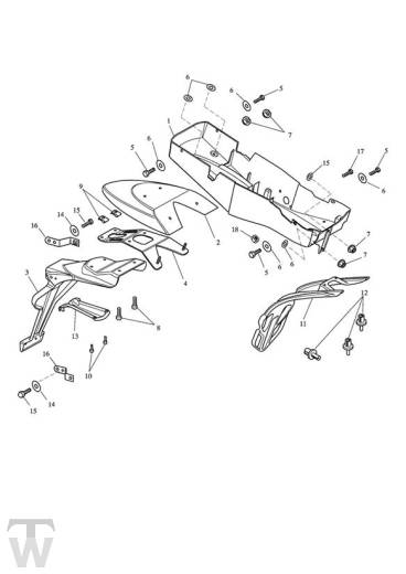 Mudguard rear - Speed Triple 1050 up to VIN333178