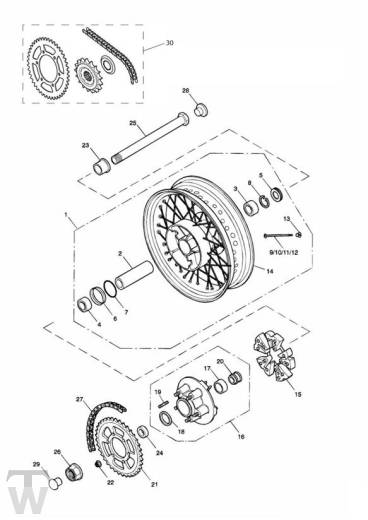 Hinterrad bis FIN 281465-F2 & bis 279278-F4 - America Vergaser