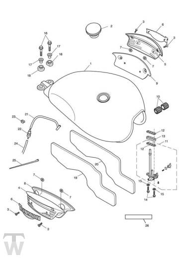 Benzintank bis FIN317246 - Thruxton Vergaser