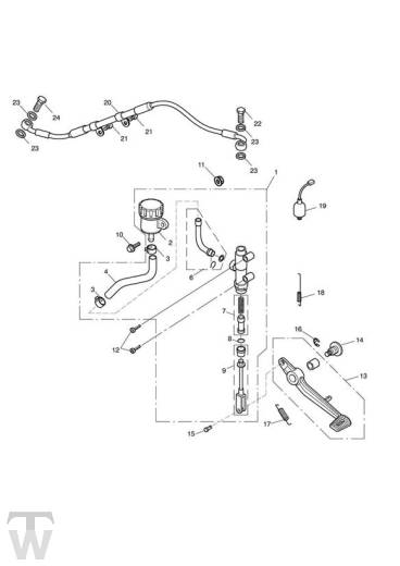 Master Cylinder Assy rear - Street Triple from VIN560477