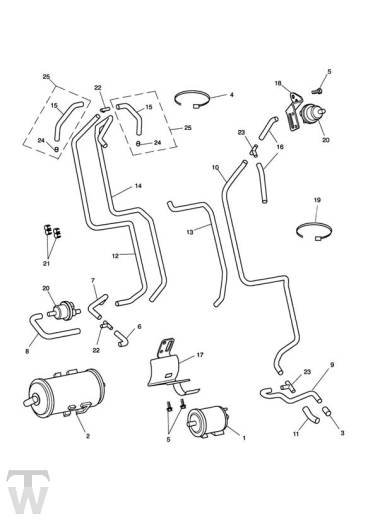 Aktivkohlefilter (CA) T100 von Motor 210262 bis 255842 - Bonneville & T100 Vergaser