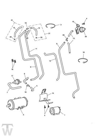 Aktivkohlefilter (CA) ab Motor 255909 & T100 ab 255843 - Bonneville & T100 Vergaser