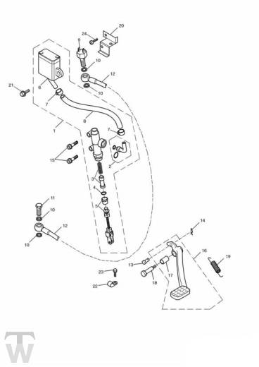 Hauptbremszylinder hinten - Bonneville & T100 Vergaser