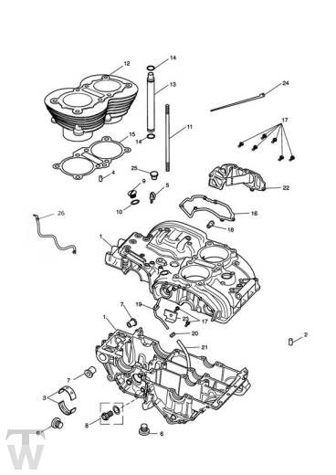 Motorgehäuse T100 ab Motor 221609 (nicht 229407 bis230164) - Bonneville & T100 Vergaser