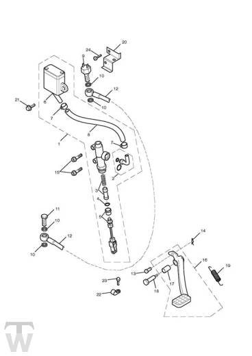 Hauptbremszylinder hinten - Bonneville EFI bis FIN380776