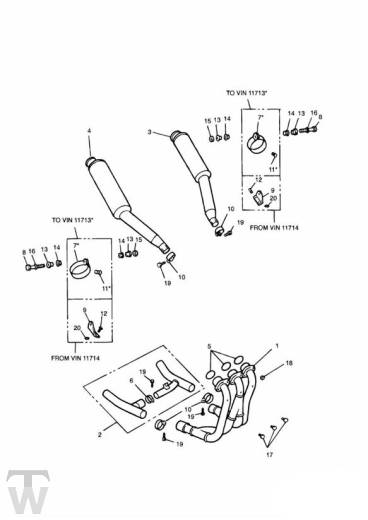 Auspuff 3Zyl bis FIN029155 - Daytona 900 & 1200