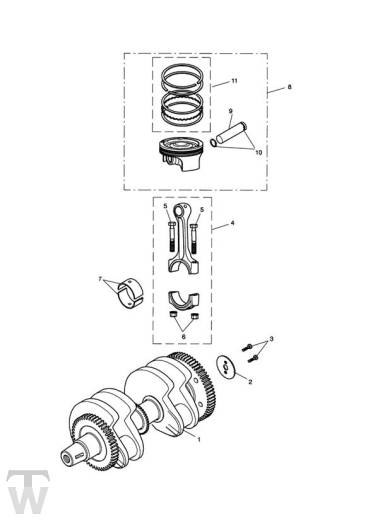 Kurbelwelle Pleuel Kolben - Scrambler Vergaser