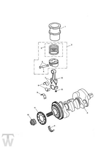 Kurbelwelle Pleuel Kolben - Sprint RS 955 ab FIN 139277