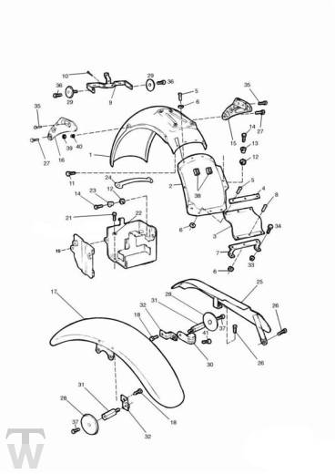 Mudguard up to VIN 071698 - Thunderbird 900