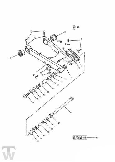 Swingarm up to VIN 029155 - Thunderbird 900