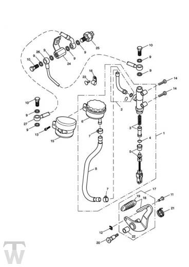 Hauptbremszylinder hinten - Speedmaster EFI bis FIN 469049