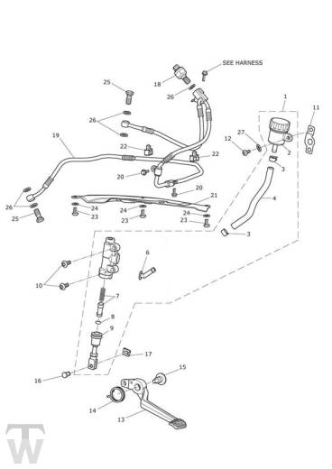 Hauptbremszylinder hinten - Speed Triple R bis 735336