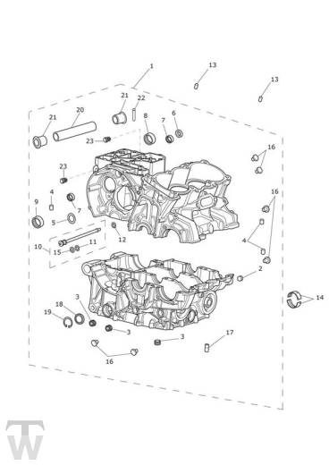 Crankcase - Tiger XR up to VIN 855531