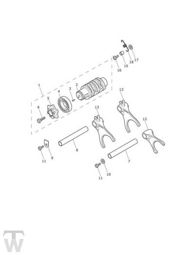Gear Selector Drum - Tiger XC up to VIN 855531