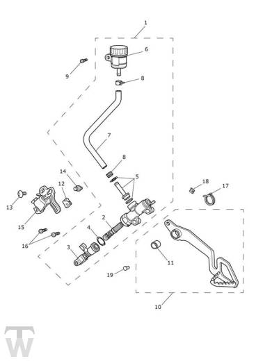 Hauptbremszylinder hinten - Street Scrambler bis FIN 914447