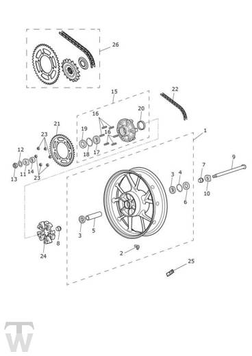 Hinterrad ab 914973 - Street Twin bis FIN AB9714