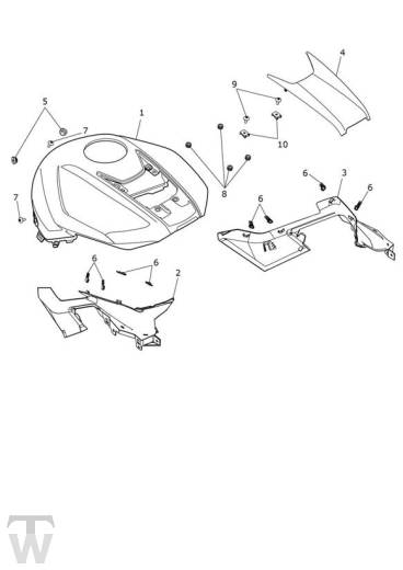 Benzintank Verkleidung - Street Triple Moto2