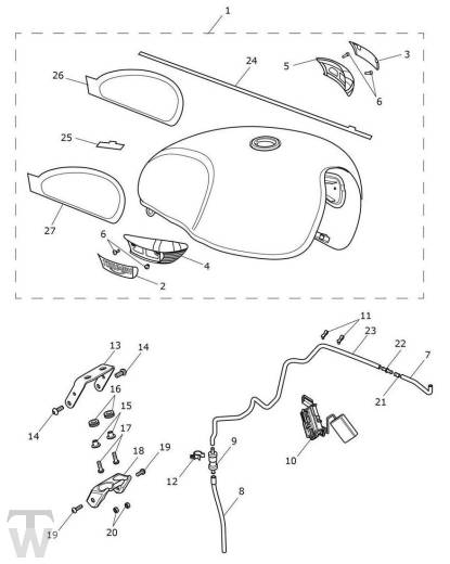 Benzintank Chrome+Diablo Red Goldline Edition - Speedmaster 1200 ab AC1201